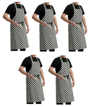 Load image into Gallery viewer, Professional Checked Bib Apron 1 / 5 Pack (Black &amp; White)