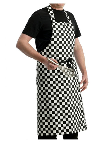 Professional Checked Bib Apron 1 / 5 Pack (Black & White)