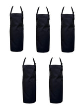 Load image into Gallery viewer, 5 Pack Bundle Black Full Bib Apron No Pocket 69cm x 86cm