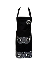 Load image into Gallery viewer, Black Flower Pinny Cotton Apron with Pocket 24” x 31”