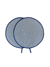 Load image into Gallery viewer, Pair of Blue Gingham Aga Hob Covers 13.5&quot;