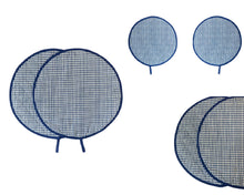 Load image into Gallery viewer, Pair of Blue Gingham Aga Hob Covers 13.5&quot;