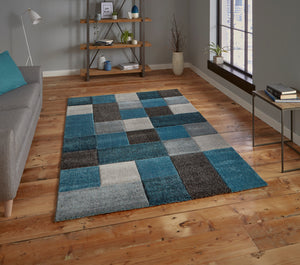 Brooklyn Square Pattern Hand Carved Rug (Various Colours)