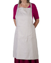 Load image into Gallery viewer, Butchers Stripe Printed Cotton Bib Apron or Double Oven Glove (4 Colours)
