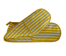 Load image into Gallery viewer, Butchers Stripe Printed Cotton Bib Apron or Double Oven Glove (4 Colours)