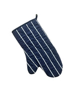 Load image into Gallery viewer, Navy &amp; White Stripe Butchers Quilted Cotton Oven Glove