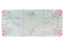 Load image into Gallery viewer, Embroidered Butterfly Table Runner with Scalloped Edge 16&quot; x 36&quot; (2 Colours)