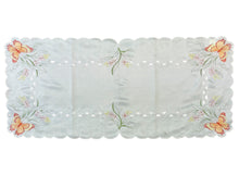 Load image into Gallery viewer, Embroidered Butterfly Table Runner with Scalloped Edge 16&quot; x 36&quot; (2 Colours)