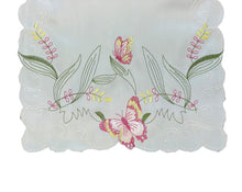 Load image into Gallery viewer, Pack of 2 Embroidered Butterfly Tray Cloths with Scalloped Edge (2 Colours)