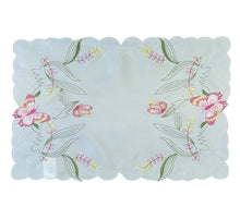 Load image into Gallery viewer, Pack of 2 Embroidered Butterfly Tray Cloths with Scalloped Edge (2 Colours)