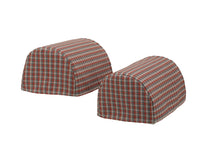 Load image into Gallery viewer, Coral &amp; Grey Check Round Arm Caps or Chair Backs