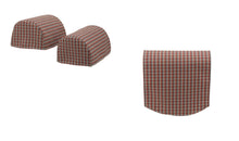 Load image into Gallery viewer, Coral &amp; Grey Check Round Arm Caps or Chair Backs