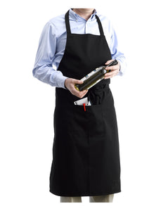 Black Full Apron With Pocket Professional Chefs (Pack of 1 or 5)