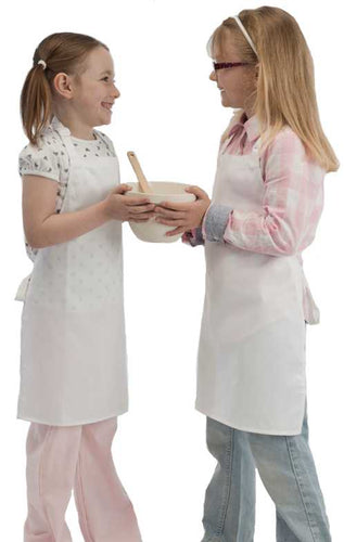 Children's White Bib Apron with Adjustable Neck - 2 Sizes (White)