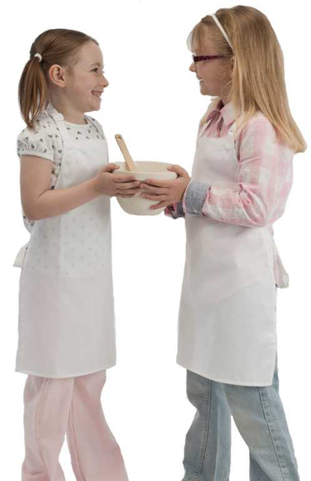 Children's White Bib Apron with Adjustable Neck - 2 Sizes (White)