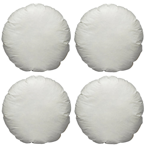 Pack of 4 China Duck Feather Round Cushion Pads - Cambric Cover (Various Sizes)