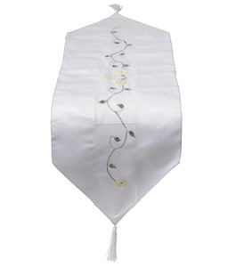 Clematis Embroidered Flower Table Runner with Organza Panel 12 x 36" (2 Colours)