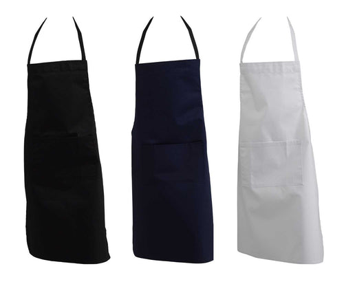 100% Cotton Full Length Bib Aprons - With Pocket (Various Colours & Quantities)