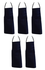 100% Cotton Full Length Bib Aprons - With Pocket (Various Colours & Quantities)
