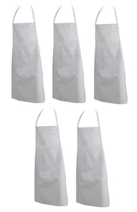 100% Cotton Full Length Bib Aprons - With Pocket (Various Colours & Quantities)