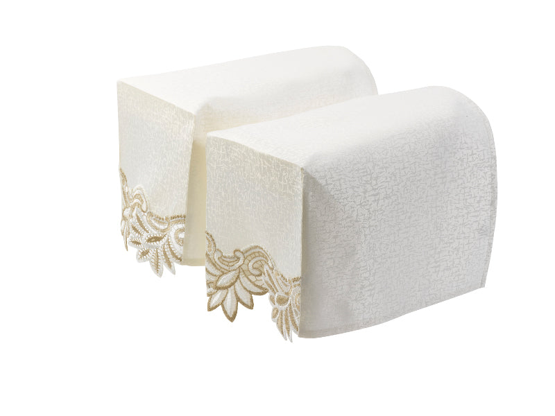 Decorative Macrame Arm Caps or Chair Backs with Floral Trim (Cream or White)