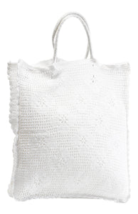 100% Cotton Crochet Bag for Shopping or Beach - 30cm x 35cm (Natural or White)
