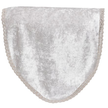 Load image into Gallery viewer, Silver Crushed Velvet Chair Back Cover Crochet Trim Washable Protector 24inch
