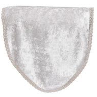 Silver Crushed Velvet Chair Back Cover Crochet Trim Washable Protector 24inch