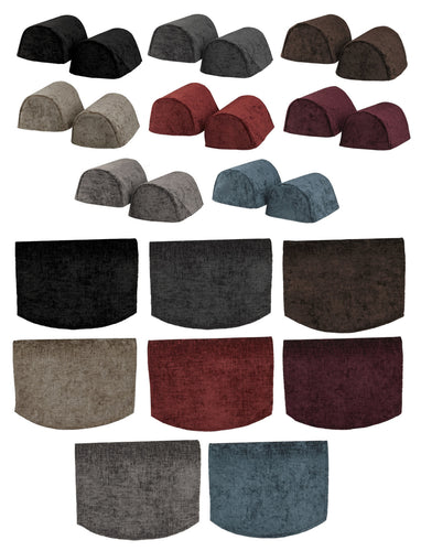 Crushed Velvet Chenille Round Arm Caps or Chair Backs (Various Colours)