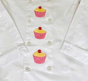 Embroidered Cupcake Design Chefs Bakers Jacket 34.5” XS