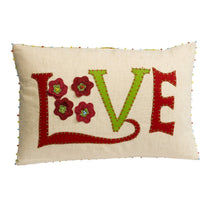 Load image into Gallery viewer, Handcrafted LOVE Applique Cushion with Feather Filled Pad