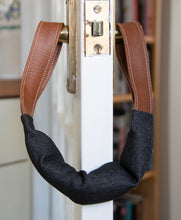 Load image into Gallery viewer, Denim Door Jammer with Leatherette Handles (Black or Indigo)
