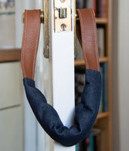 Load image into Gallery viewer, Denim Door Jammer with Leatherette Handles (Black or Indigo)