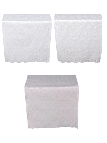 Broderie Anglaise White Cotton Table Runner 14
