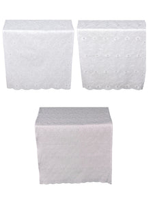 Broderie Anglaise White Cotton Table Runner 14" x 53" (3 Designs)