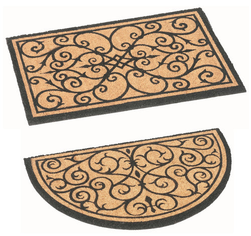 Epsom Coir Mat with Printed Scroll Design 75cm x 45cm (2 Shapes)