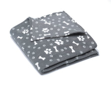 Load image into Gallery viewer, Soft Fleece Bone &amp; Paw Print Dog Blanket (2 Colours)