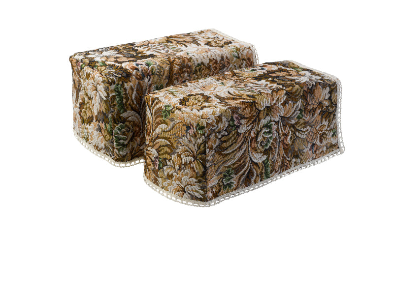 Decorative Floral Castles Tapestry Arm Caps or Chair Backs with Cotton Trim