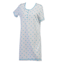 Load image into Gallery viewer, Ladies Flower Nightdress with Polka Dot Trim S - L (Aqua or Red)