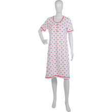 Load image into Gallery viewer, Ladies Flower Nightdress with Polka Dot Trim S - L (Aqua or Red)