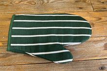 Load image into Gallery viewer, Green &amp; White Stripe Butchers Quilted Cotton Oven Glove