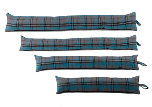 Turquoise & Grey Tartan Check Draught Excluder (4 Sizes)