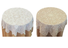 Load image into Gallery viewer, Crochet Lace Tablecloth 36" Round 100% Cotton Traditional Table Topper (White or Natural)