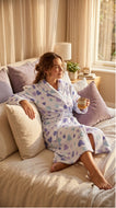 Slenderella Ladies Heart Pattern Soft Fleece Shawl Collar Dressing Gown (White)
