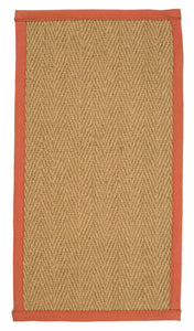 Natural Herringbone Weave Coir Rug or Runner with Coloured Border (7 Colours)