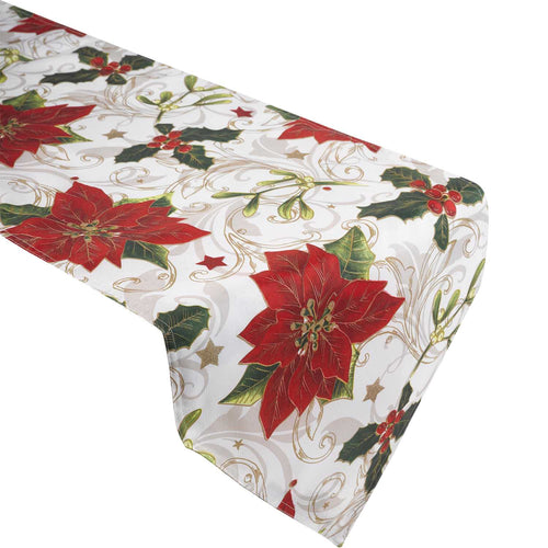 Holly Poinsettia Christmas Table Runner (2 Sizes)