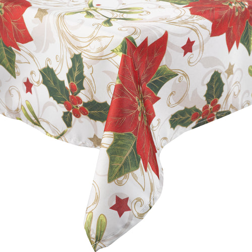 Holly Poinsettia Christmas Table Cloth (2 Sizes)