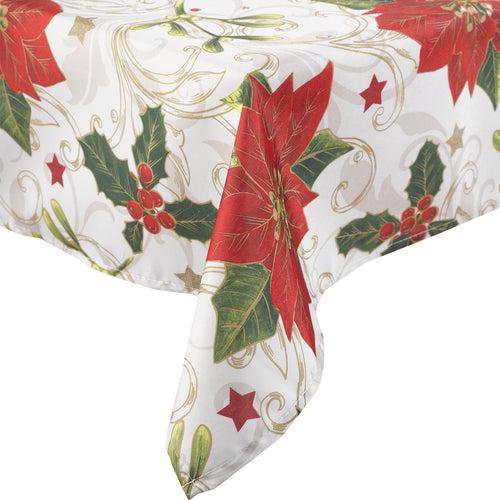 Holly Poinsettia Christmas Table Cloth (4 Sizes)