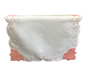 Single Chair Back with Embroidered Pink Leaves