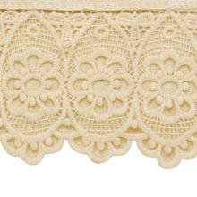 Load image into Gallery viewer, Jacquard Macrame Square Arm Caps or Chair Back with Floral Lace Trim (Cream)